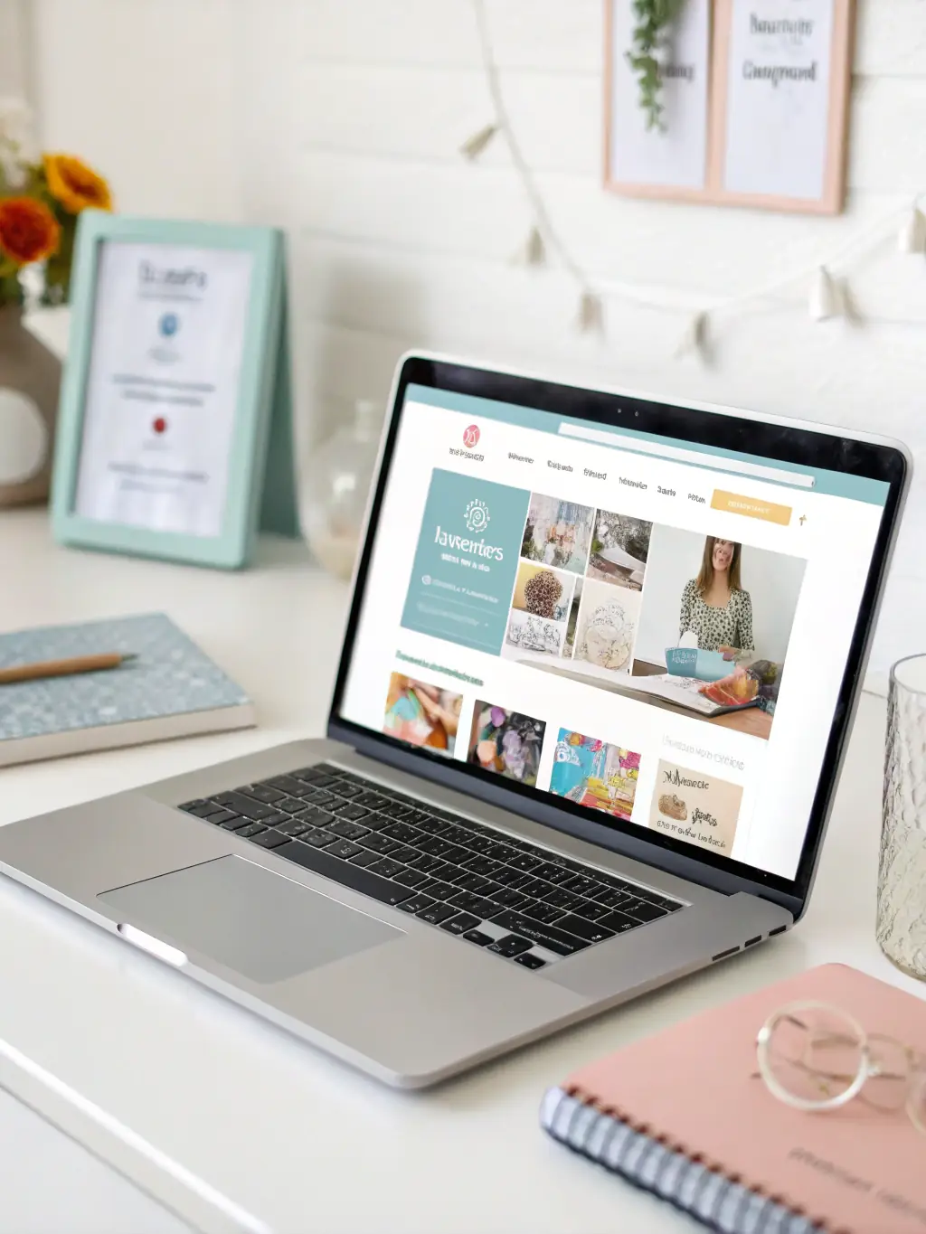 A sleek, modern website design showcasing a user-friendly interface on a desktop computer, emphasizing clean lines and intuitive navigation, suitable for Jynglee Internet Services' web development solutions.