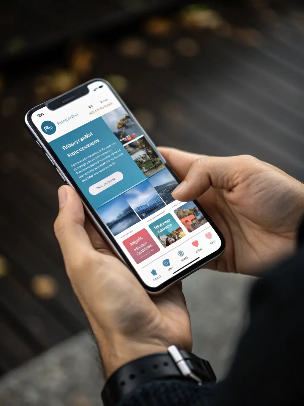 A mobile phone displaying a responsive website design, demonstrating Jynglee Internet Services' focus on creating websites that adapt to various screen sizes and devices.